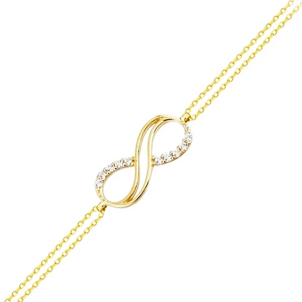 Altın Sonsuzluk Bileklik 14K Gold Taşlı ürün görseli 1