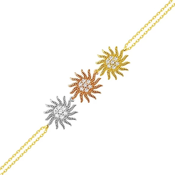 Güneş Altın Zincir Bileklik 14K Gold Tricolor ürün görseli 1