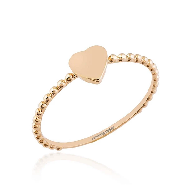 Kalp'li Rose Altın Yüzük Top 14 K Gold ürün görseli 1
