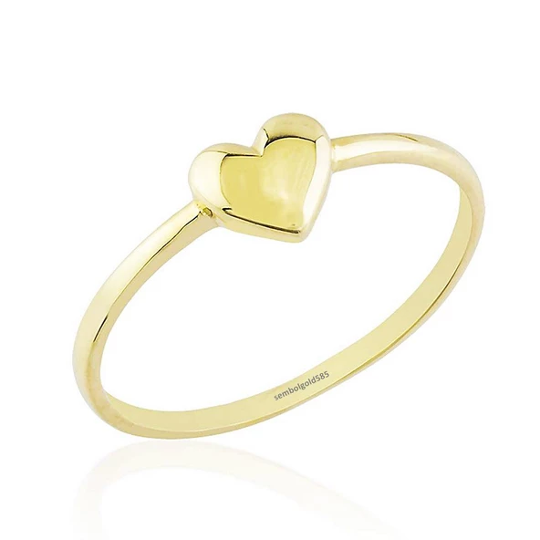 Kalp'li Altın Yüzük Sade 14 K Gold ürün görseli 1