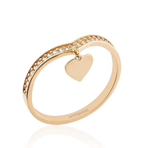 Kalp Rose Altın Yüzük 14K Gold Sarkık ürün görseli 1