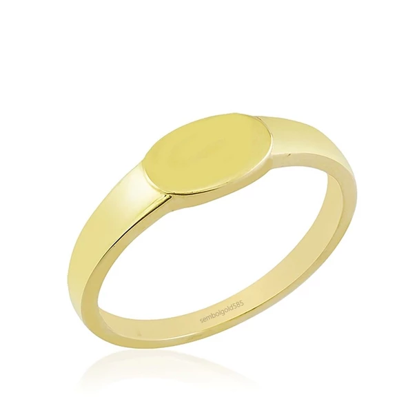 Şövalye Altın Yüzük Oval Tasarım 14K ürün görseli 1