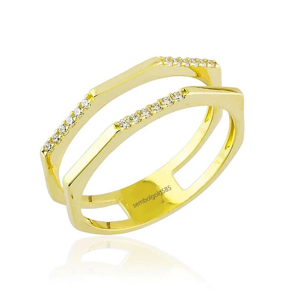 Altın Yüzük Suyolu 14K Gold Taşlı ürün görseli 1