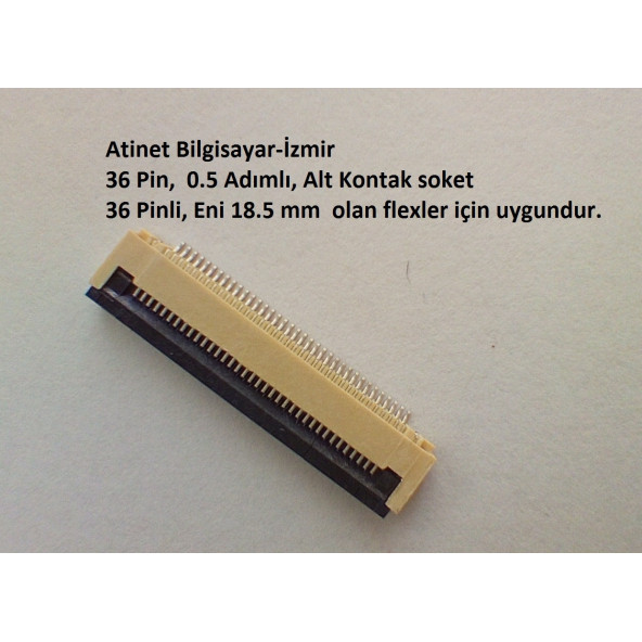 36 Pin 0.5 Adımlı Flex Soketi. Flex Ffc Konnektörü 36-0.5-Alt ürün görseli 1