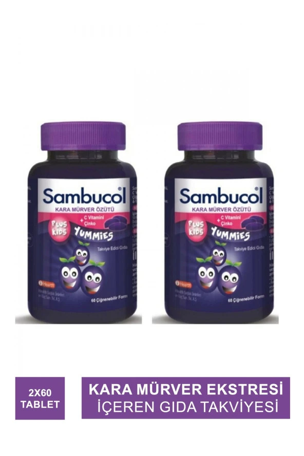 SAMBUCOL Plus Kids Yummies 60 Çiğnenebilir Jelibon 2Li Set ürün görseli 1