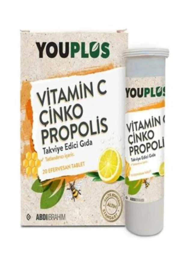 YOUPLUS Vitamin C Çinko Propolis 20 Efervesan Tablet ürün görseli 1