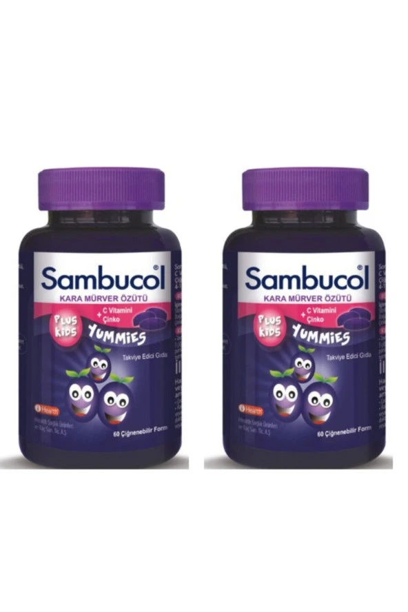 SAMBUCOL Plus Kids Yummies 60 Çiğnenebilir Jelibon 2Li Set ürün görseli 1