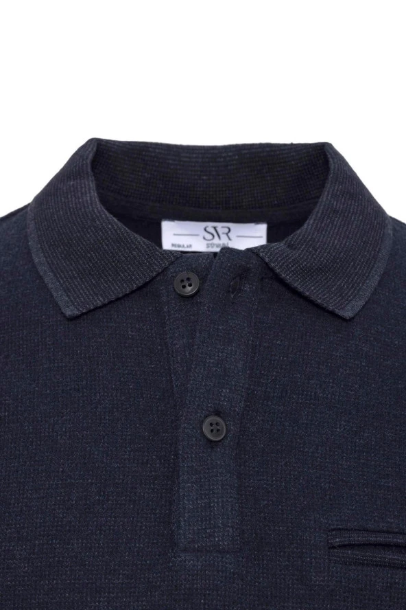 Polo Yaka Regular Kalıp Düz Triko - Resim 6