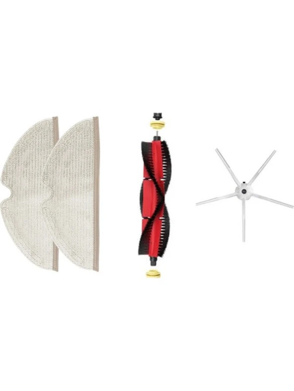 Dijitaldepodan Roborock S6 Pure Aksesuar Seti 2 Adet Tam Yüzeyli Fiber Mop Bezi 1 Adet Yan Fırça 1 Adet Ana Fırça ürün görseli 1