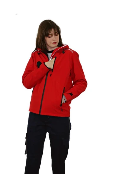 Persmont SMK03K Kırmızı Softshell Kapüşonlu Mont  XL ürün görseli 1