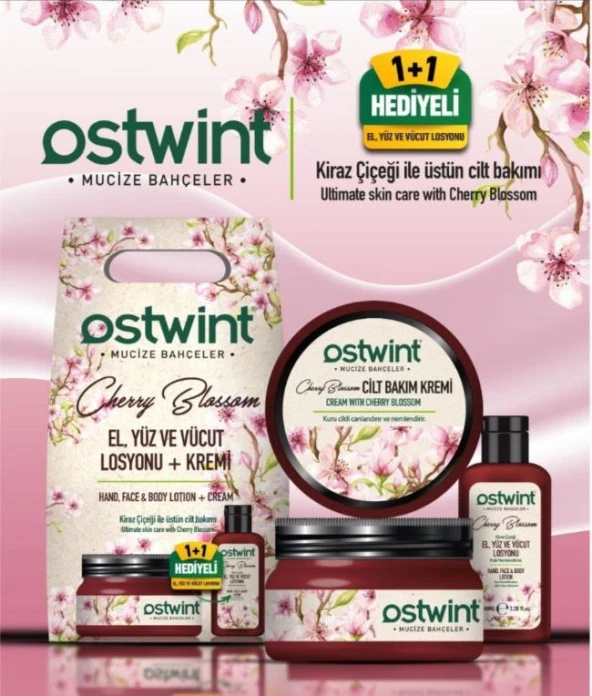 Ostwint Mucize Bahçeler Cherry Blossom El, Yüz Ve Vücut Kremi (300 Ml) + Losyonu (100 Ml) Set ürün görseli 1