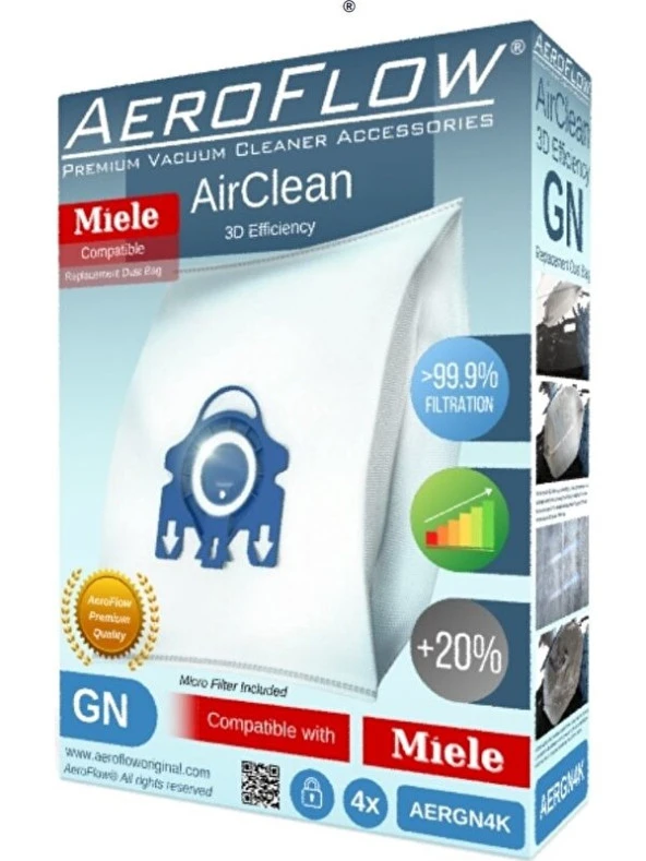 Aeroflow Miele Classic C1 Powerline Uyumlu Gn Toz Torbası (Dörtlü Paket)- Restoyapı ürün görseli 1