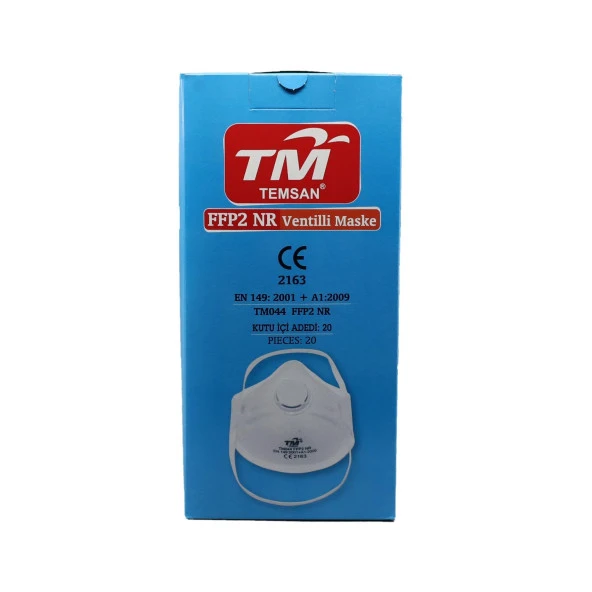 TM Temsan Beyaz Ventilli FFP2 NR Toz İş Güvenlik Sanayi Boya Konik Maske - 20 Adetlik Paket ürün görseli 1