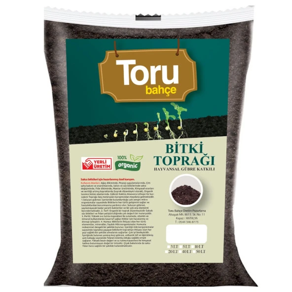TORUBAHCE  Bitki ve Saksı Toprağı Torf Tavuk Ve Keçi Gübresi Ve Perlit Katkılı Toprak 20 lt ürün görseli 1