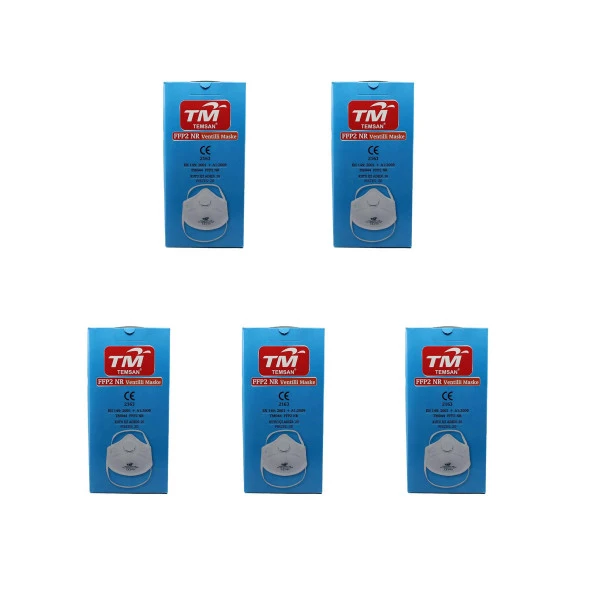 TM Temsan Beyaz Ventilli FFP2 NR Toz İş Güvenlik Sanayi Boya Konik Maske - 20 Adetlik 5 Paket ürün görseli 1