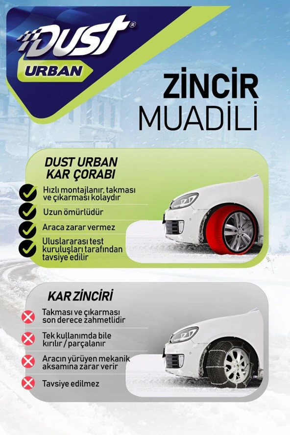 Kar Çorabı 205 70 Lastik R16 Jant Ölçülerine Uyumlu Yüksek Kaliteli Zincir Muadili Ürün Dust ürün görseli 1