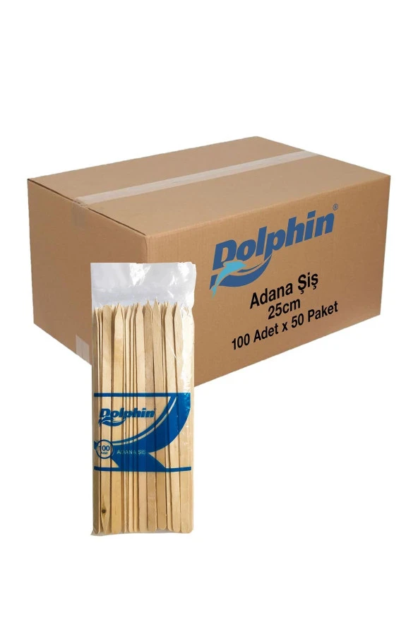 Dolphin Bambu Ahşap Adana Çöp Şiş - 24 Cm. - 100 lü 50 Paket / Koli ürün görseli 1