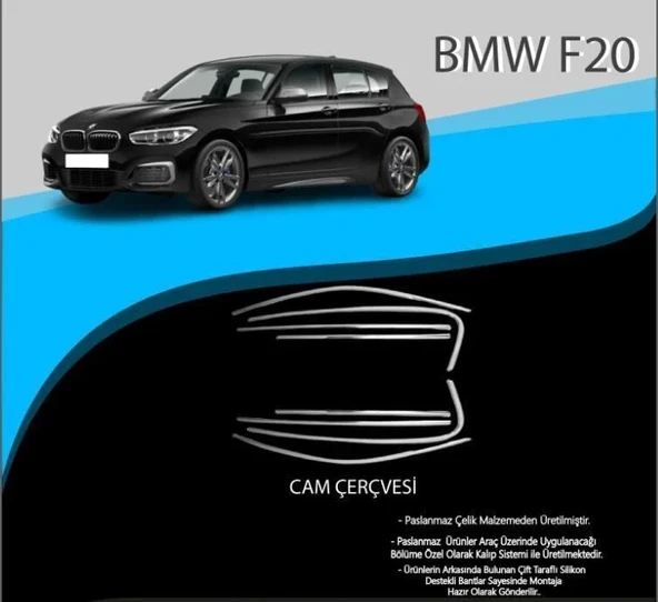 Bmw F20 Uyumlu Krom Cam Çerçevesi Paslanmaz Çelik 8 Parça F20 (2011-2019) ürün görseli 1
