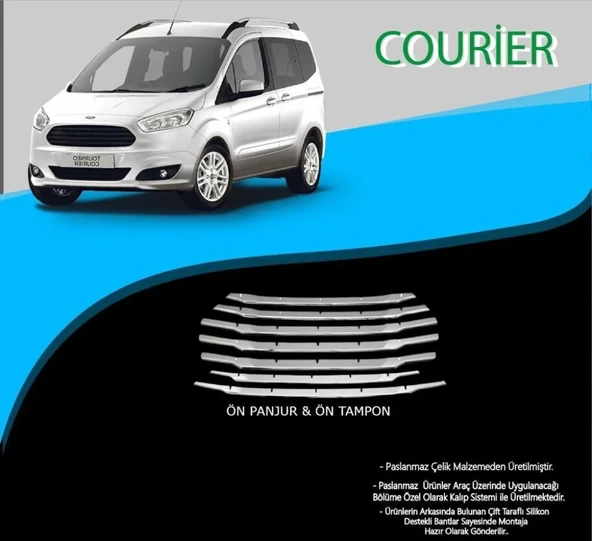 Ford Courier Uyumlu Krom Ön Panjur Krom Çıta 7 Parça Courier (2018-2021) ürün görseli 1