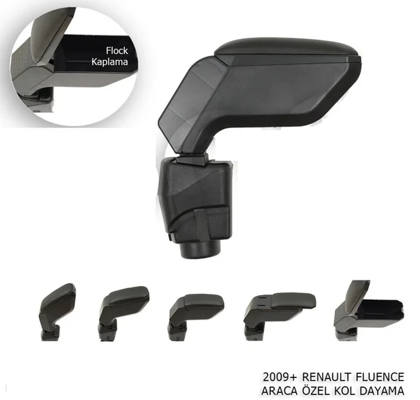 Renault Fluence Uyumlu Kol Dayama Kolçak Siyah 2009-2016 ürün görseli 1