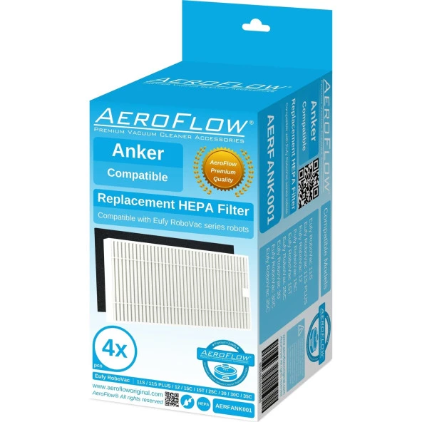 srfn ticaret Aeroflow Eufy Robovac 15C Hepa Filtre Seti 4 Adet - T2906021 ürün görseli 1