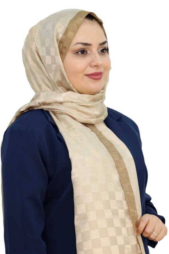 HİNT İPEK DAMA DESEN MONOGRAM ŞAL EŞ5304-1 ürün görseli 1