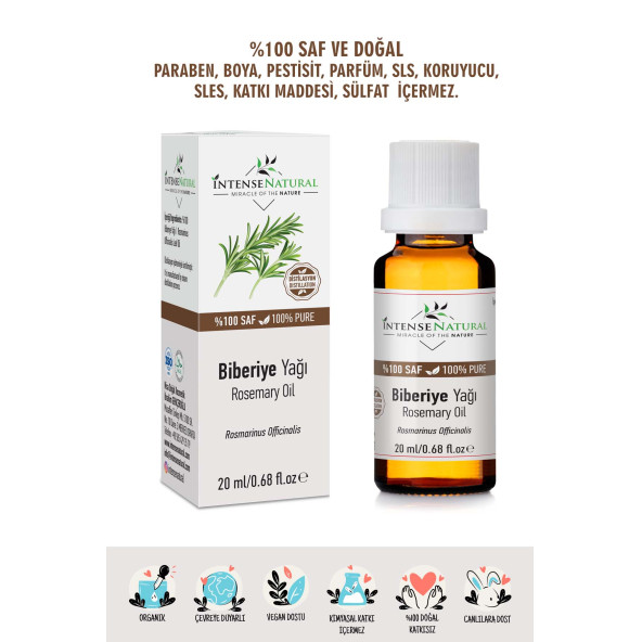Biberiye Uçucu Yağı 20 ml %100 Saf ve Doğal Aromaterapi Vegan Bitkisel Uçucu Yağ ürün görseli 1