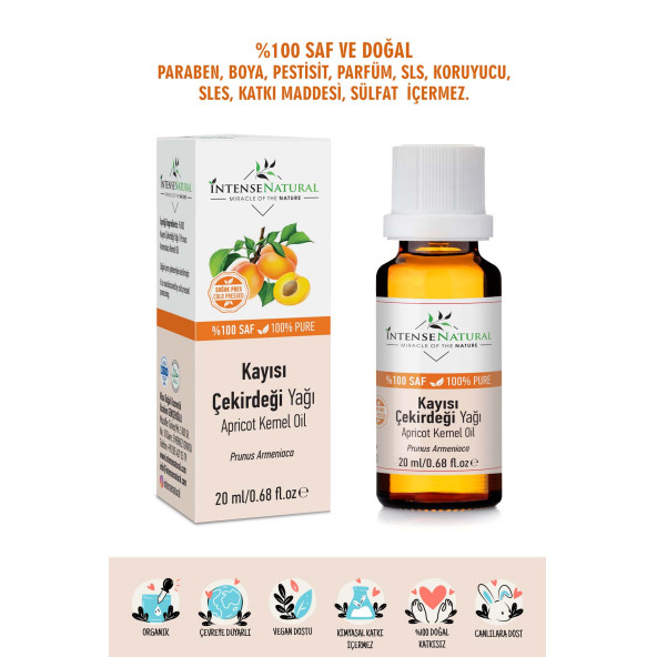 Kayısı Çekirdeği Yağı Soğuk Sıkım 20 ml %100 Saf ve Doğal Apricot Kernel Carrier Oil ürün görseli 1