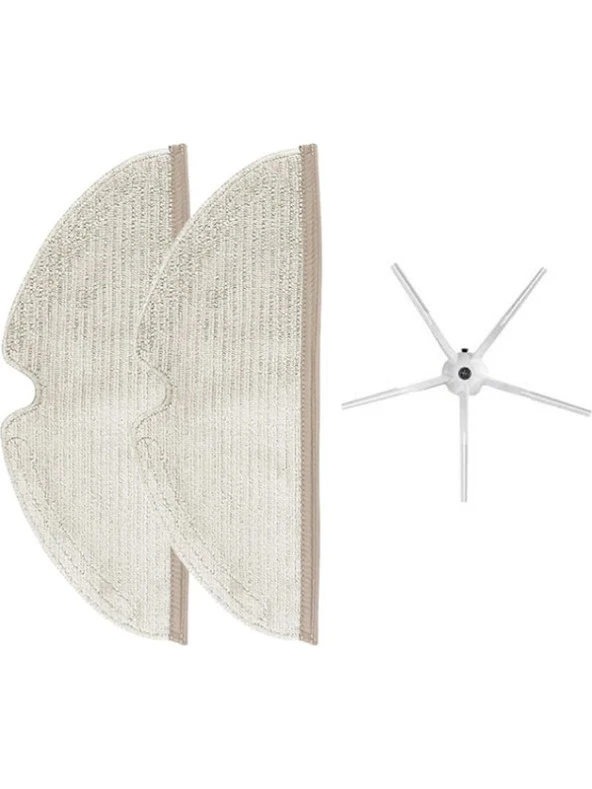 Dijitaldepodan Roborock S5 Max Aksesuar Seti 2 Adet Tam Yüzeyli Fiber Mop Bezi 1 Adet Yan Fırça ürün görseli 1