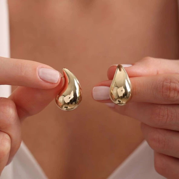 Altın Drop Küpe 2.5 cm ürün görseli 1