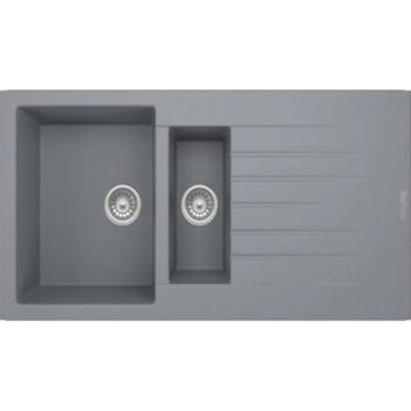 REAL P005 TROYA 100 GRANİT EVYE GRİ 100x50 Cm Tezgah Üstü ürün görseli 1