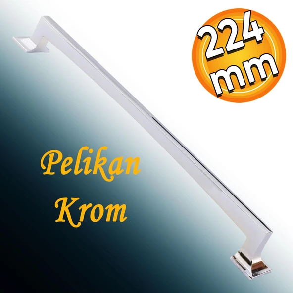 Pelikan Mobilya Mutfak Dolabı Çekmece Dolap Kapak Kulpu Düz Metal Kulpları Kulbu Kulpu 224 Mm Krom ürün görseli 1