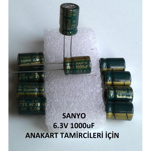 10 adet Orjinal SANYO 1000Uf 6.3V (8X12Mm) Elektrolitik Kondansatör ürün görseli 1