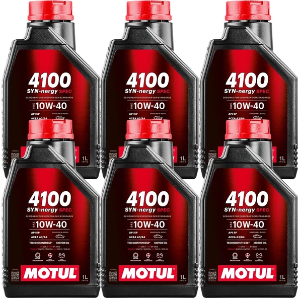 Motul 4100 SYN-nergy Spec 10W40 1 Lt Motor Yağı (6 Adet) ürün görseli 1