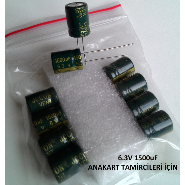 10 adet 1500Uf 6.3V (10X14Mm) Elektrolitik Kondansatör ürün görseli 1