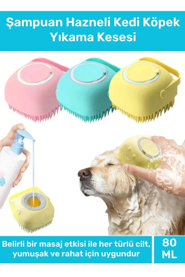 Özel Üretim Yumuşak Silikon Zarar Vermez Şampuan Hazneli Kedi Köpek Yıkama 80 Ml Kapasiteli Kesesi ürün görseli 1