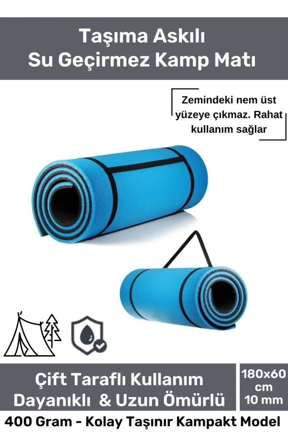 Su Geçirmez Konfor Modeli Taşıma Askılı Çift Taraflı Kamp Zemin Çadır Uyku Matı Mavi Yer Minderi ürün görseli 1