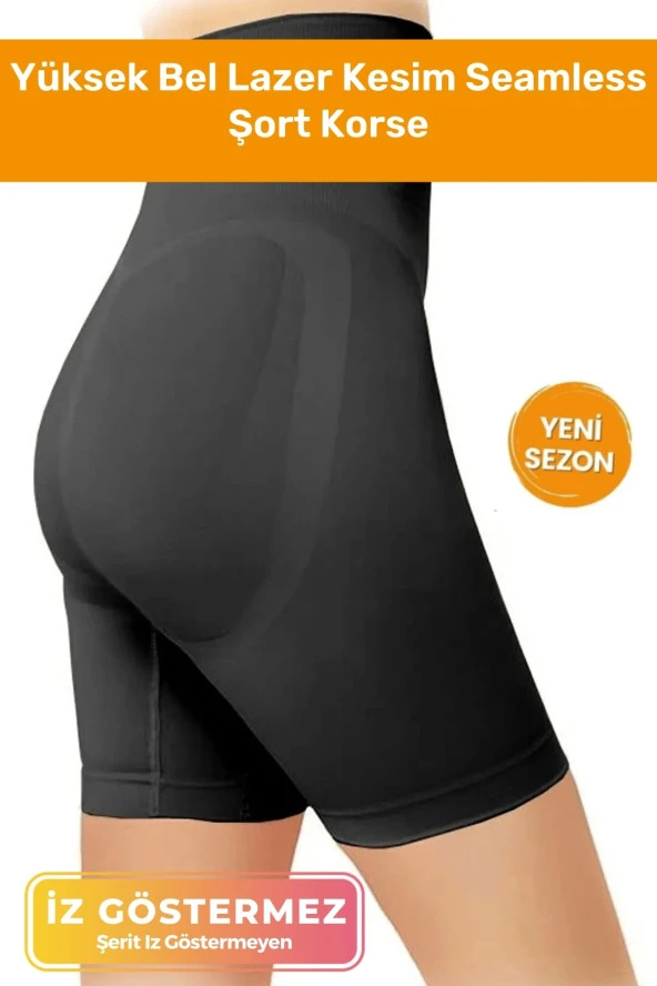Özel Yüksek Bel Lazer Kesim Silikonlu Kaymaz Seamless Dikişsiz Toparlayıcı Sıkılaştırıcı Şort Korse ürün görseli 1