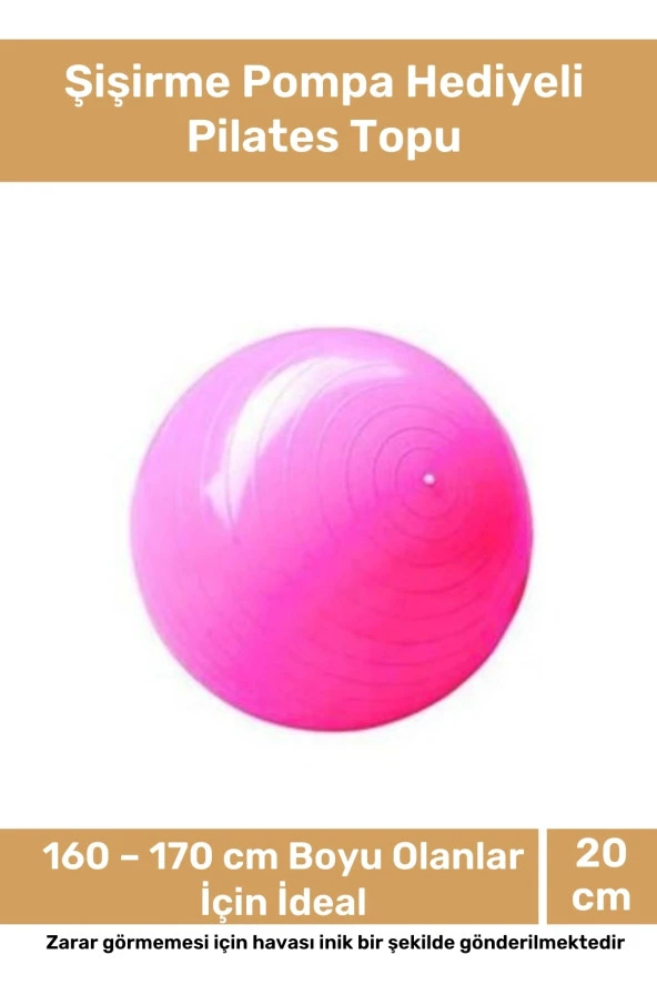 Deluxe Serisi Dayanıklı Yüksek Kalite Mini Gymball 20 cm Pembe Pilates Topu Şişirme Pompa ürün görseli 1