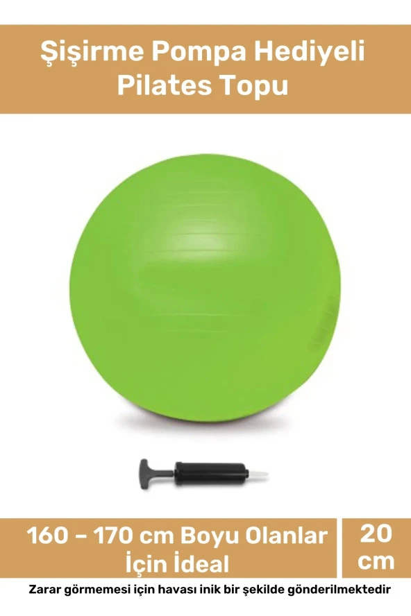 Deluxe Serisi Dayanıklı Yüksek Kalite Mini Gymball 20cm Yeşil Pilates Topu Şişirme Pompa ürün görseli 1