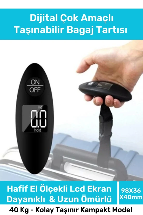 Seyahat Bavul Ağırlık Tartı Dijital Çok Amaçlı Taşınabilir Bagaj Tartısı Max 40 Kg ürün görseli 1