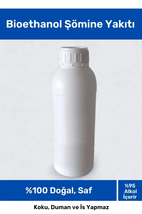 100 Doğal Saf Temiz Çevre Dostu Sıvı Koku Yapmayan Bioethanol Şömine Yakıtı 1 Litre ürün görseli 1