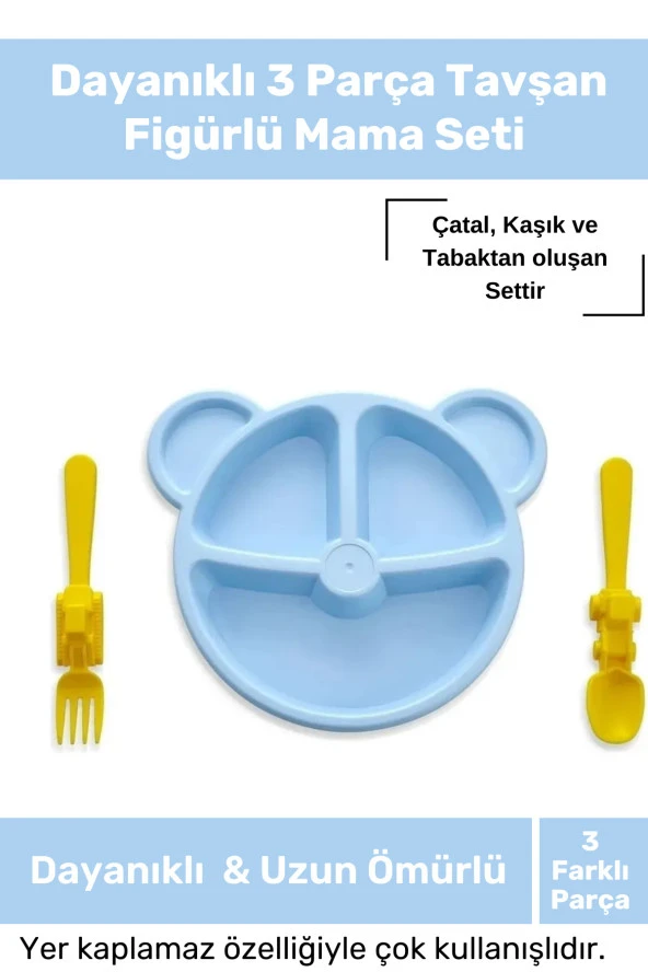 Premium Seri Dayanıklı 3 Parça Araba Figürlü Bebek Çocuk Çatal Kaşık Ve Mama Tabağı Seti ürün görseli 1