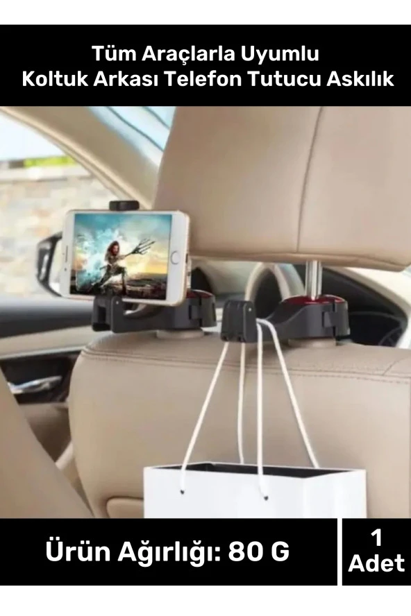 Premium Seri Tüm Araçlarla Uyumlu Otomobil Araba Oto Koltuk Arkası Telefon Tutucu Askılık ürün görseli 1