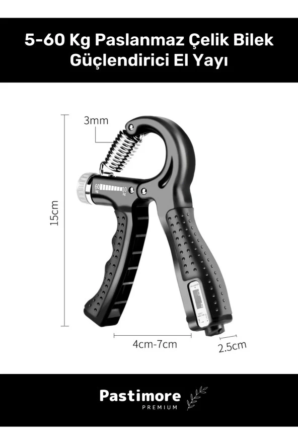 Premium Sayaçlı El Yayı Bilek Kası Güçlendirici Ayarlanabilir El Yayı 5-60 Kg Bilek Güçlendirici ürün görseli 1