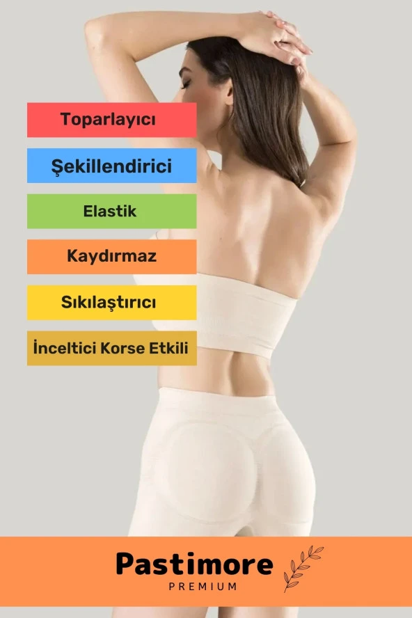 Premium Kadın Ten 1 Beden Incelten Dikişsiz Yüksek Bel Popo Şekillendirici Boxer Korse ürün görseli 1