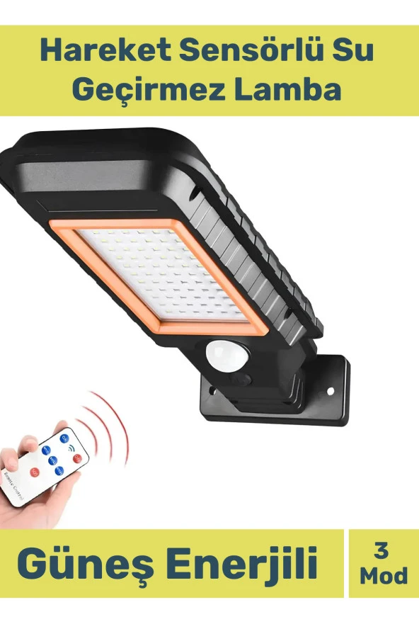 Premium Güneş Enerjili Led Bahçe Aydınlatması Kumandalı 3 Modlu Hareket Sensörlü Su Geçirmez Lamba ürün görseli 1