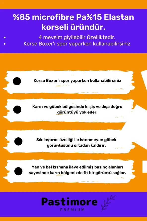 Özel Üretim Göbek Düzleştirici Toparlayıcı Sıkılaştırıcı Bel Inceltici Erkek Duble Boxer Korse ürün görseli 1