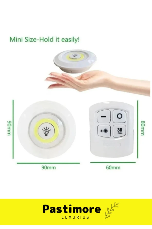 Premium Serisi Av Kamp Ev Okul Araba Otel Pilli Uzaktan Kumandalı Yapışkanlı 3Lü Led Spot Lamba ürün görseli 1