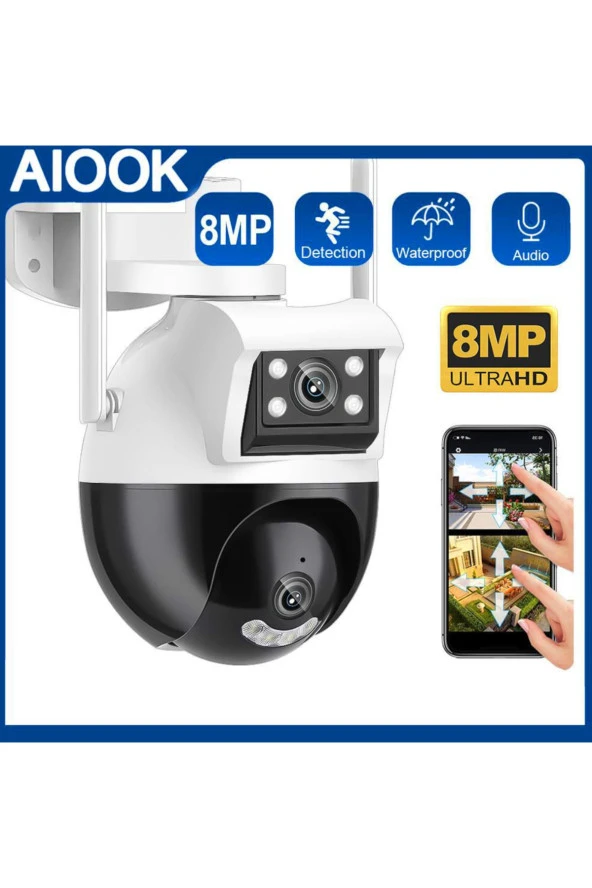 Çift Kameralı Su Geçirmez Yeni Nesil Dış Mekan Kamera Gece Görüşlü Nesne Takip Özellikli FULHD 1080P ürün görseli 1